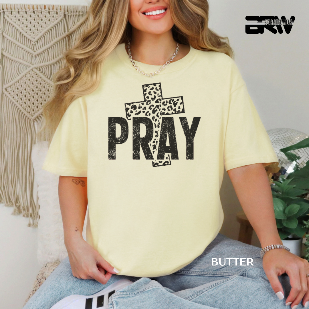 'Pray-Leopard Cross' Faith Tee