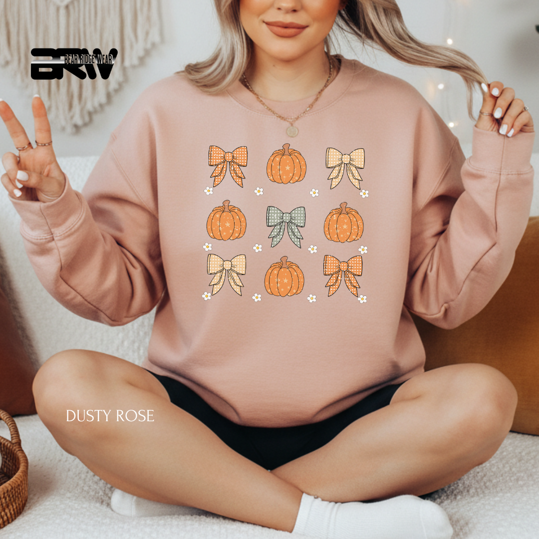 'Pumpkins And Bows' Fall Crewneck Sweatshirt