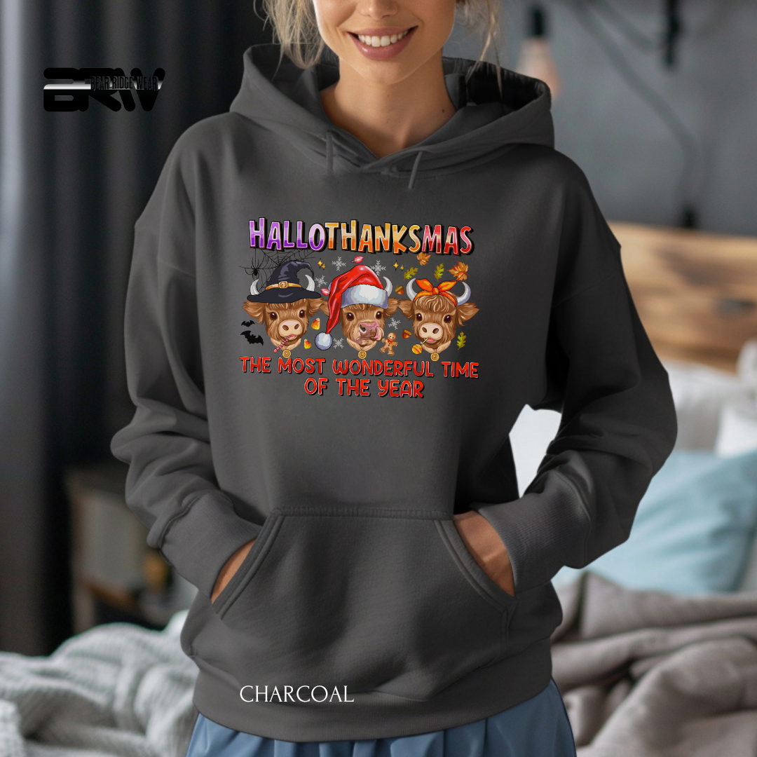 'Hallothanksmas cow' Fall Hoodies