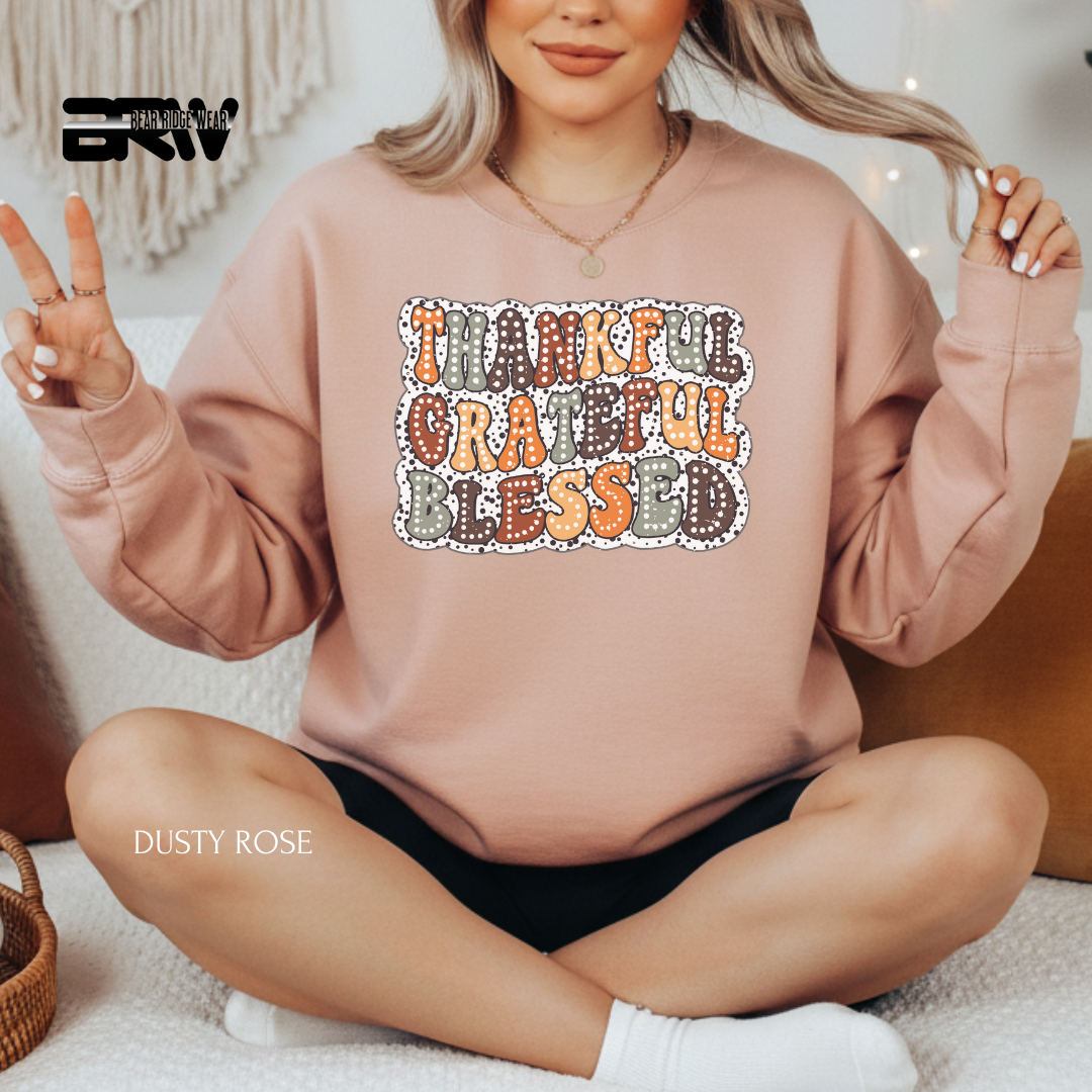 'Thankful Grateful Blessed' Fall Crewneck Sweatshirt