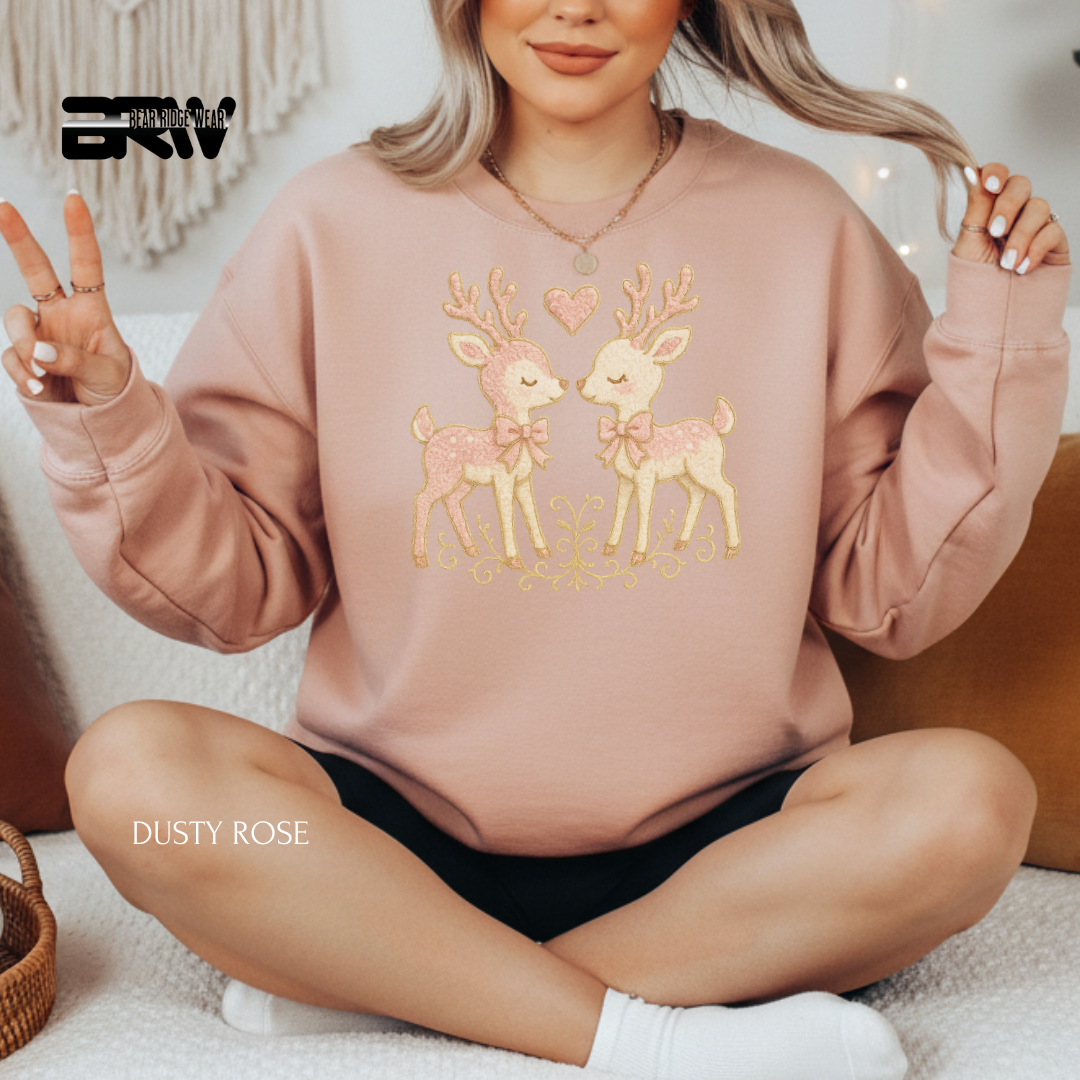 'Two deer Yarn' Christmas Crewneck Sweatshirt