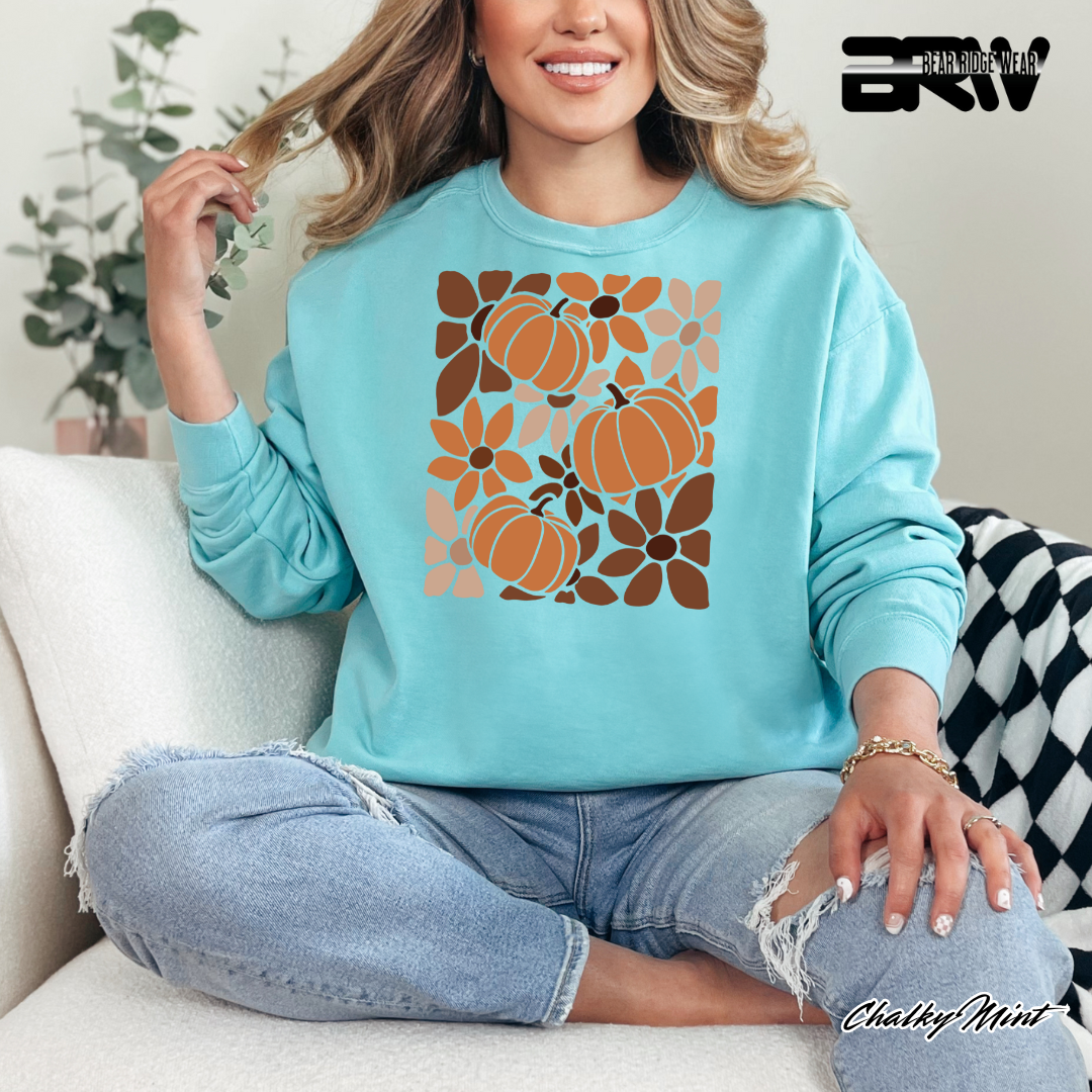 'Boho Floral Pumpkin' Fall Long Sleeve Tee