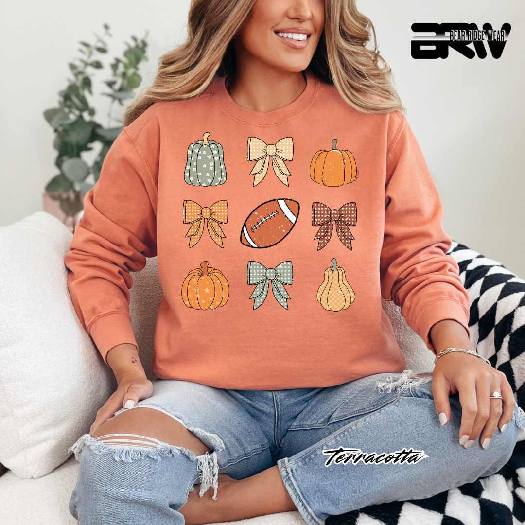 'Pumpkin Distressed football' Fall Long Sleeve Tee